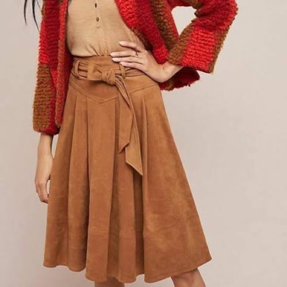 Anthropologie suede skirt
